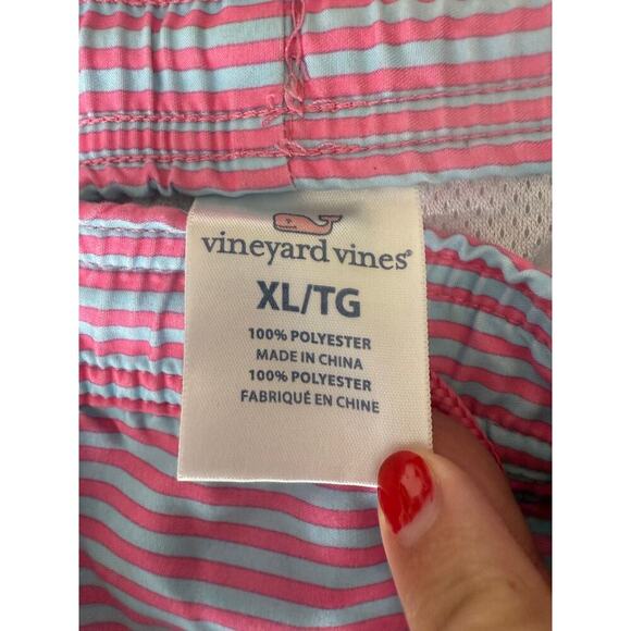 Vineyard Vines Men's Pink/Blue Striped Chappy Stiles Point Swim Trunks Size XL - Picture 5 of 5